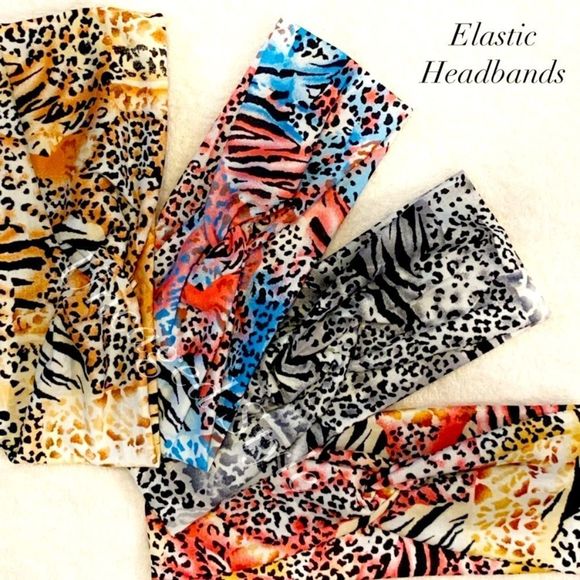 Pink/Blue Leopard Print Elastic Headband - Small - Picture 4 of 4